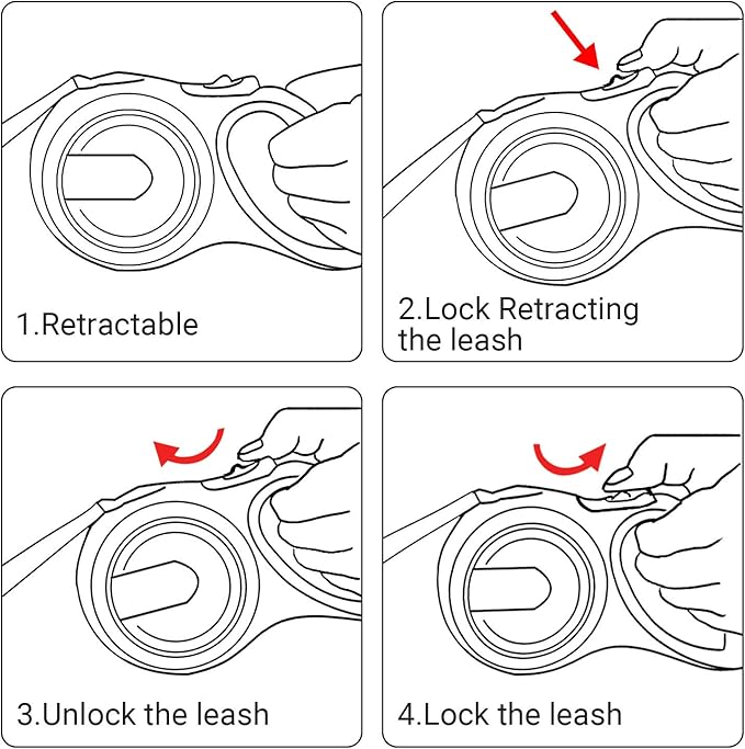 Segarty Dog Leash Retractable 26ft, Dog Leashes for Small Medium Large Pets Up to 110lbs, Heavy Duty 1 Button Break & Lock No Tangle Nylon Leads for Pet Walking & Training, Black