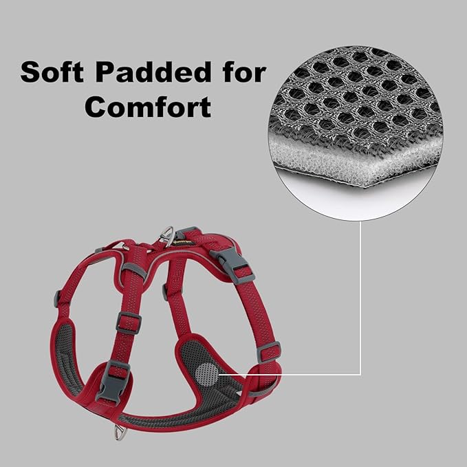 Plutus Pet No Pull Dog Harness, Release at Neck, Soft Padded, Reflective Adjustable Dog Vest Harness for Small, Medium, Large Dogs(Red, XS)
