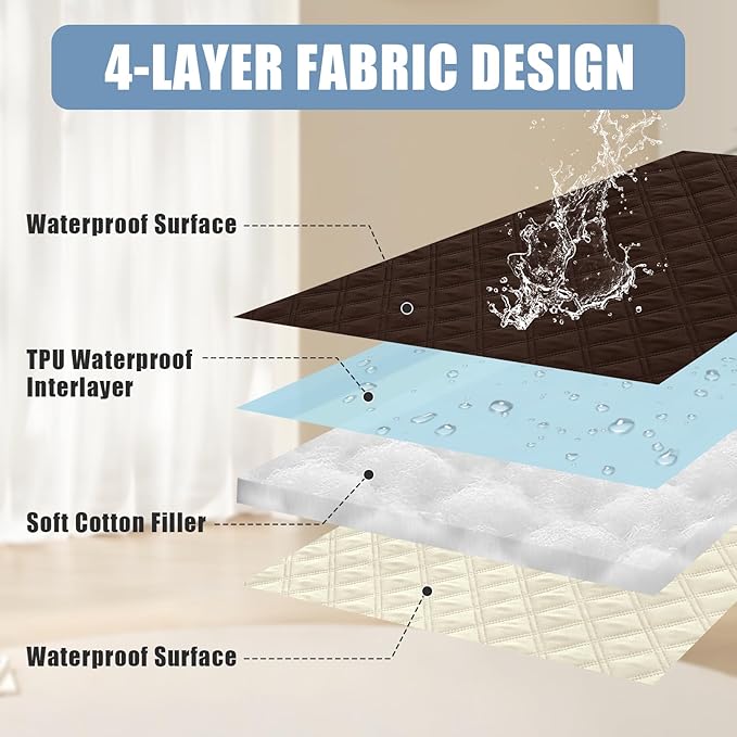 Smiry Waterproof Dog Bed Cover Pet Blanket, Soft Washable Dog Blanket for Furniture Bed Couch Sofa Reversible, Checkered (68"x82", Chocolate/Beige)