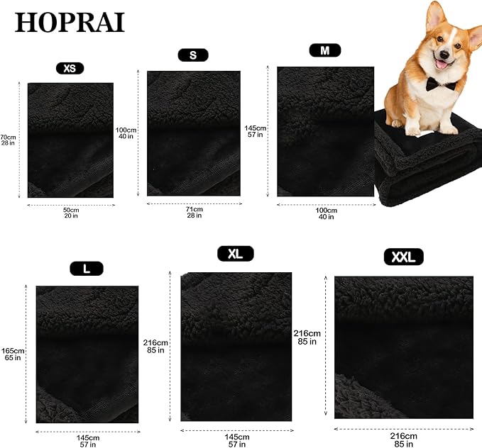 Dog Blanket, Waterproof Reversible Sherpa Fleece Throw Blanket, Furniture Cover for Bed, Couch, Sofa Protection from Liquid Pee and Pet Fur of Puppy, Cat (Black S28*39inches)