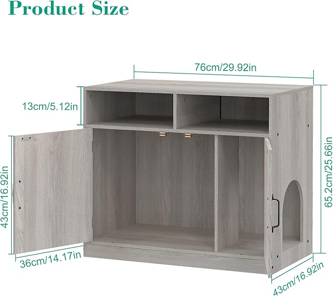 Cat Litter Box Enclosure Furniture Ultra-Large Wooden Enclosed Litter Box Furniture,2-Door Storage Cabinet, 2 Open Drawers, 1 Air Vents,Cat Litter Furniture Fit Most of Litter Box.