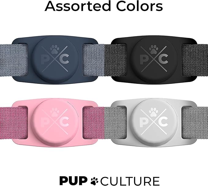 Pup Culture AirTag Collar (2 Pack) | Durable Dog AirTag Holder - Track Your Pet Using Apple AirTag Technology