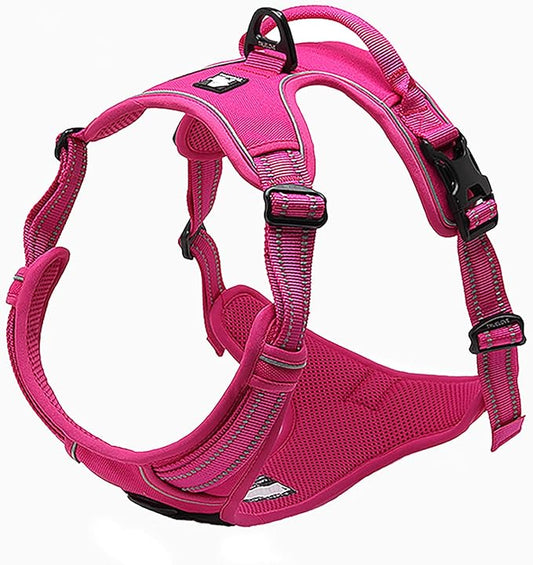 TRUE LOVE Adjustable No-Pull Dog Harness Reflective Pup Vest Harnesses Comfortable Control Brilliant Colors TLH5651(Fushcia,S)