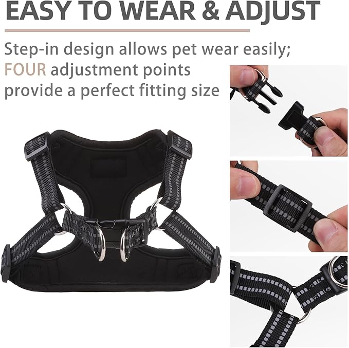PUPTECK Dog Harness and Leash Set Small Sized, Step in No Pull Adjustable Puppy Cat Harness Reflective Pet Vest