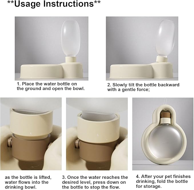 Portable Dog Water Bottle Dispenser, 17oz Dog Outdoor Water Bottle Bowl Foldable Pet Travel Eating Drinking Bottle Bowl (Yellow, 16.9oz)