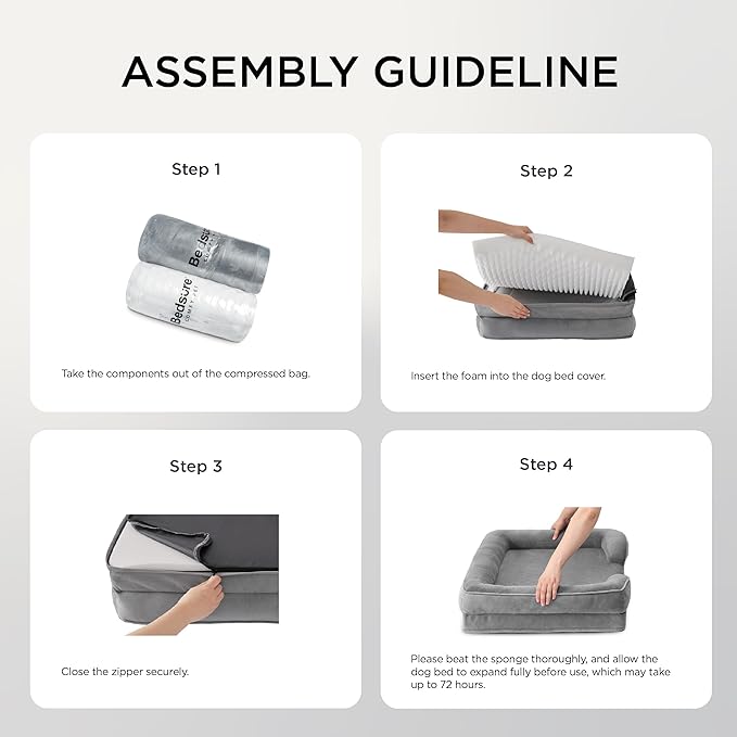 Bedsure Orthopedic Dog Bed Medium Size Dogs - Washable Small Medium Dog Cat Bed Waterproof, Comfort Cats Couch Sofa with Washable Removable Cover, Pets Bed with Nonskid Bottom, Grey, 28"