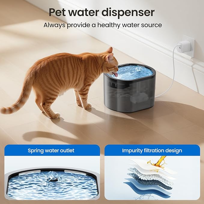 Automatic Cat Feeder and Water Fountain 5G WiFi Cat Food Dispensers, APP Remote Control, Programmable Timed Feeding,Dry Food Smart Feeder 10s Voice Recorder 1-10 Meals/Day for Cats Small Dogs