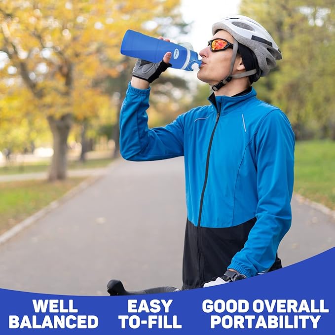 Kemier Collapsible Silicone Water Bottles-750ML,Medical Grade,BPA Free Travel Water Bottle Can Roll Up,26oz,Leak Proof Foldable Sports & Outdoor Water Bottles