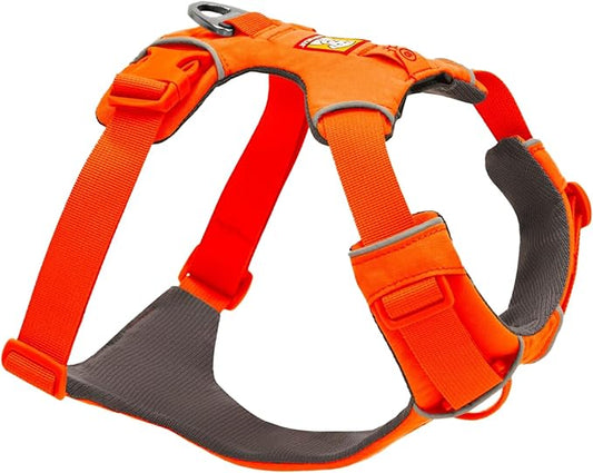 Ruffwear, Front Range Dog Harness, Reflective Soft Padded Everyday Harness with Dual Leash Clips, Adjustable and Lightweight Fit for Training or Walking for All Dogs, Blaze Orange, X-Small
