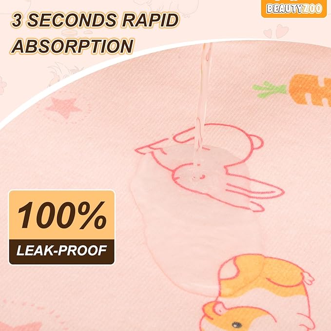 BEAUTYZOO 2 Pack Guinea Pig Cage Liners, Washable Reversible Fleece Guinea Pig Bedding, Waterproof Super Absorbent Pee Pads for Small Animals Rabbit Hamster Bunny - 16"x24" Pink