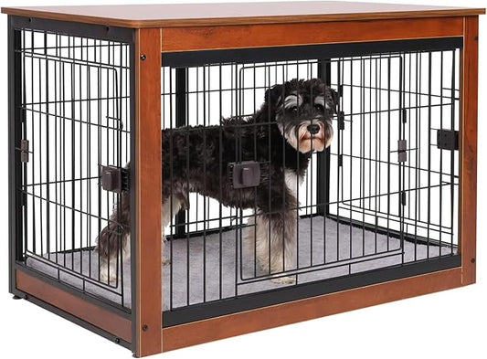 37.8 x 23.6 x 27.1 Inches Dog Crate Furniture Style for Medium Pets, Wooden Dog cage, Heavy Duty, Indoor Dog kennels with Three-Way Doors