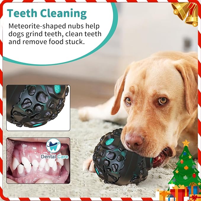 Dog Ball for Aggressive Chewers - Interactive Dog Toy Giggle Balls Fun Squeaky Sound to Keep Them Busy, Durable for Small Medium Large Breeds, Rubber Chew Toy As Seen on TV, Black & Lake Blue