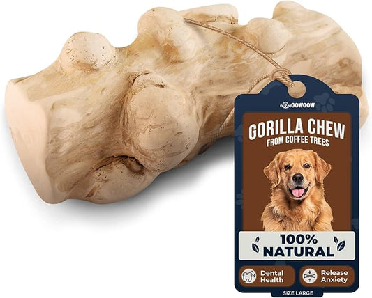Gorilla Chew Toy Made from Real Coffee Wood - Coffee Wood Dog chew Large for Dog Over 70lbs 100% Natural, Organic Toys - Dog Health, Teeth Cleaning, Relieve Stress