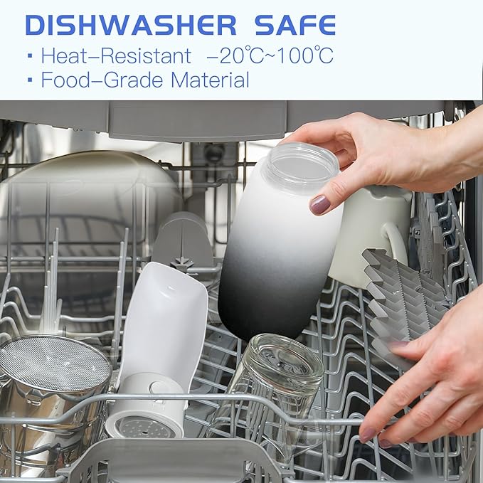 Foldable Portable Dog Water Bottle, Food Grade Plastic Dog Water Bowl Dispenser, High-Temperature Resistant Dog Accessories for Outdoor, Travel Gifts for Dogs(19Oz, Black&White)