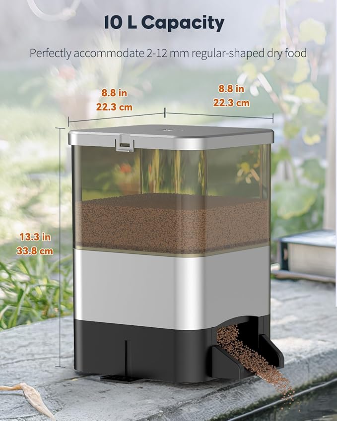 Pawfly Automatic Fish Feeder - Large Capacity Vacation Timer, Moisture-Proof Outdoor Koi Fish Feeder, Battery Powered