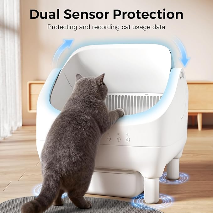 Smart Self-Cleaning Litter Box with Gravity Sensor & Open-Top Design - Automatic Cat Health Monitoring & Waste Management System