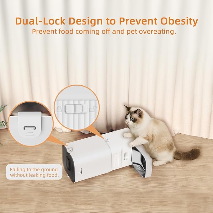 Automatic Cat Feeder 7L/29Cup Automatic Dog Feeder 5G/2.4G WiFi Programmable Cat Food Dispenser APP Remote Feed 15 Meal 50 Portion Dog Food Dispenser 10s Voice Record with Desiccant Bag