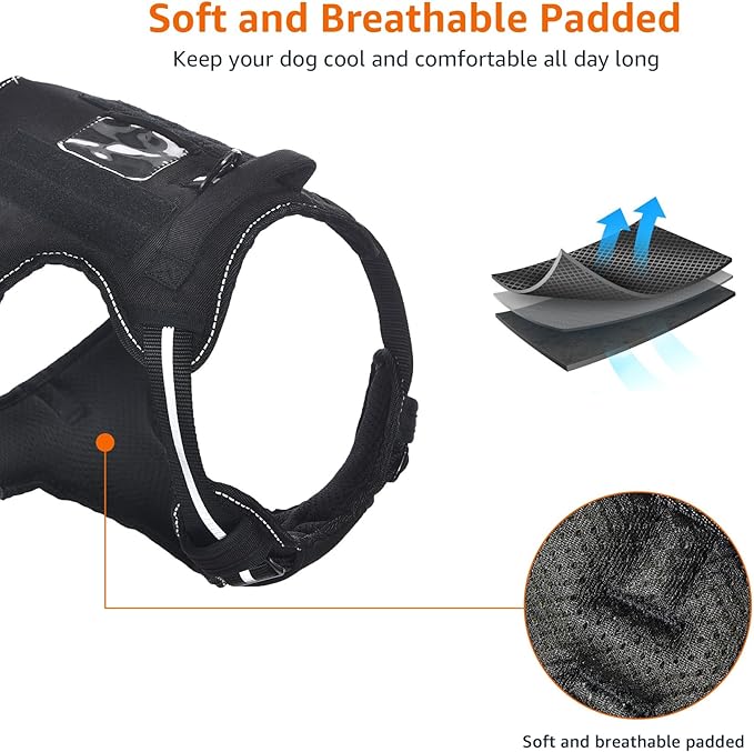 Amazon Basics No Pull Dog Harness, Adjustable Front Clip, Tactical Vest, Small, Black