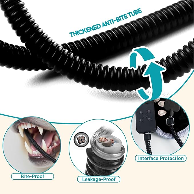 furrybaby Pet Heating Pad, Waterproof Dog Heating Pad Mat for Cat with Durable Anti-Bite Tube Indoor for Puppies Dogs Cats (1 Pack Green, Round 12in, Temp Adjustable)