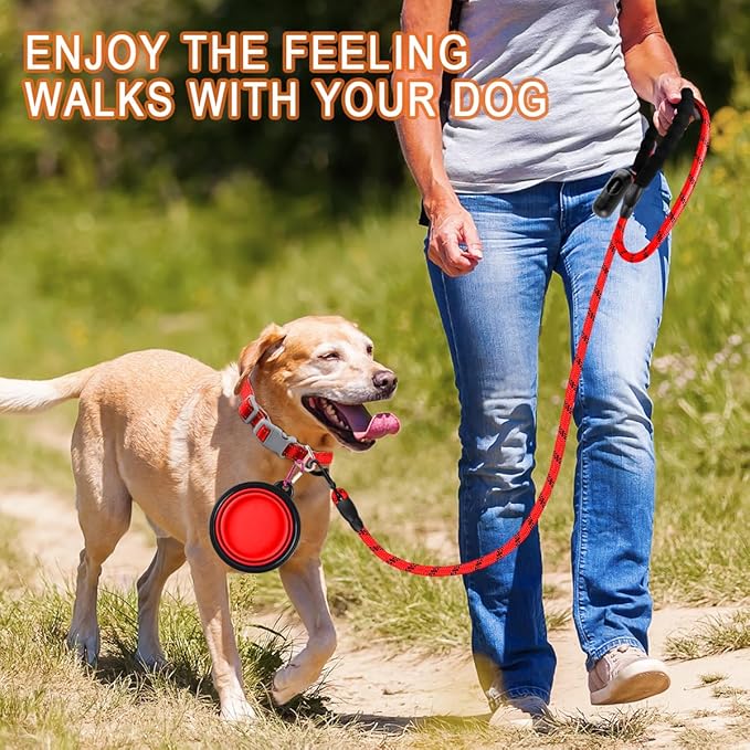 BARKBAY Dog Leashes for Large Dogs Heavy Duty Dog Leash 4/5/6 FT with Comfortable Padded Handle and Highly Reflective Threads for Medium Large Dogs Walking Training Running (6FT-1/2'',Red)