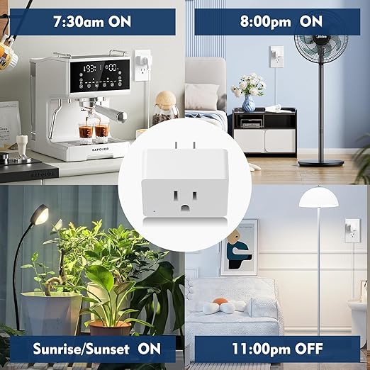 4 Pack Smart Plugs, WiFi Outlets Work with Alexa&Google Assistant,15A/1800W Max, Smart Sockets with Remote Control, Timer Plug with Group Control, No Hub Required, ETL & FCC Certified, 2.4ghz only