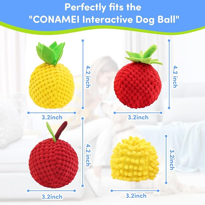4 Pcs Interactive Dog Ball Toys Covers - Fruit-Shaped Cover Suitable for Our Interactive Dog Balls, Our Dogs Ball Exclusive Replacement Covers