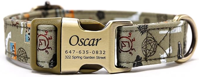 Personalized Dog Collar with Name and Phone Number Engraved,Adjustable Custom Puppy Collar,Organic Cotton Pet Collar for Small Medium Large Boy Girl Dogs