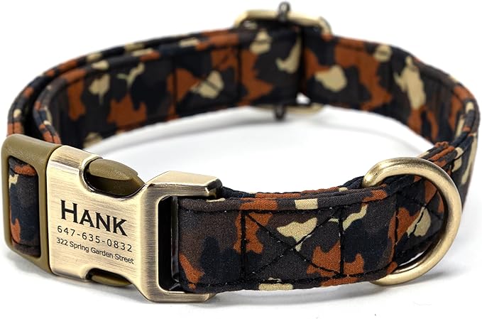 Personalized Dog Collar with Name and Phone Number Engraved,Adjustable Custom Puppy Collar,Organic Cotton Pet Collar for Small Medium Large Boy Girl Dogs