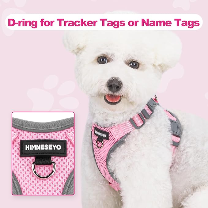 Small Dog Harness and Leash Set, No Pull Adjustable Pet Harness for Small Dogs, Breathable Mesh Rflective Dog Vest Harness (Pink, XXS)