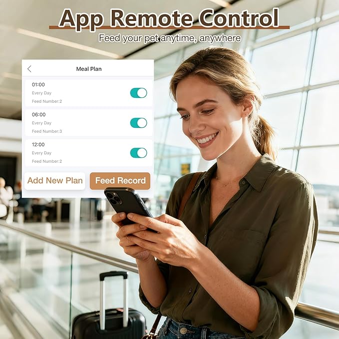 Automatic Cat Feeder with 2-Way Video/Audio, 5L Pet Feeder with 1080P HD Camera Features 45° Downward Tilt Adjustment, Supports 5G/2.4G WiFi Cat Food Dispenser with APP Control for Cats & Small Dogs