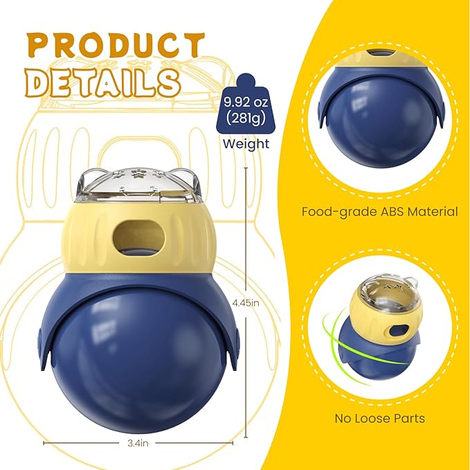 Dog & Cat Tumbler Slow Feeder Bowl - Food-Grade ABS, Adjustable Opening, Interactive Puzzle Feeder for Slow Eating & Weight Management (Morandi Color)
