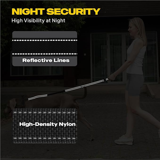 Fida 6-in-1 Hands Free Dog Leash Heavy Duty, Reflective Wasit Corssbody Dog Leash with Car Seat Clip | Adjustable for Running Hiking | Shock Absorbing Bungee, Dual Padded Detachable Handles (Black)