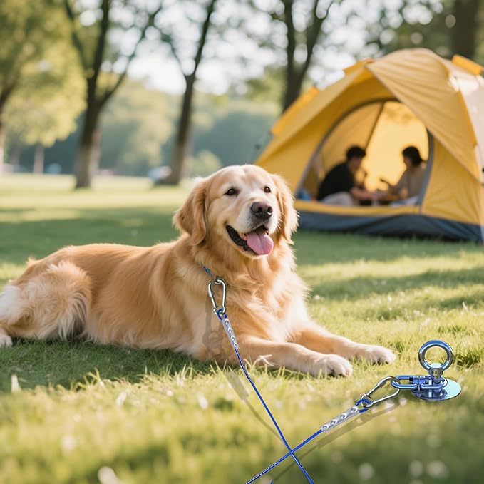 TOPKNOT Dog Tie Out Stake,Heavy Duty Dog Run-304 Stainless Steel Stake,360° Swivel Dog Runner for Yard,Use Any Tie Out Cable or Yard Leash-Up to 200 LBS- Outdoor Camping