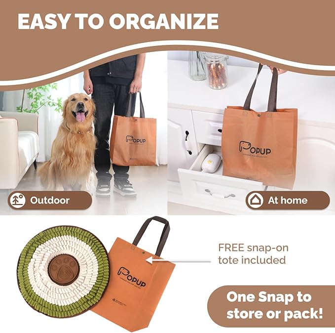 POPUPJOYS Snuffle Mat for Dogs | Interactive Feeder Mat to Keep Dogs Busy and Combat Boredom | Stimulating Dog Sniff Mat Encourages Natural Foraging Skills | Ideal for All Dog Sizes (White & Green)