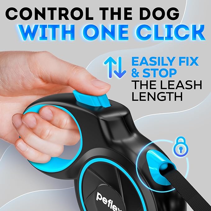 2026 New - Heavy Duty Retractable Dog Leash for Small, Medium & Large Dogs up to 120 lbs – 16.4 ft Strong Nylon Tape, 360° Tangle-Free Control – One-Click Quick Lock for Smooth Walks – Ergonomic Grip