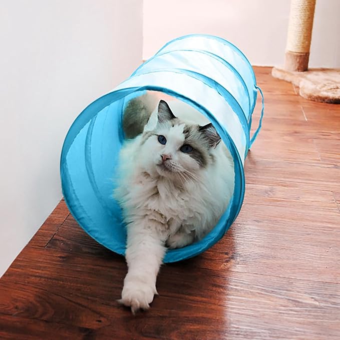 Cat Tunnel for Indoor Cats Interactive, Rabbit Tunnel Toys, Pet Toys Play Tunnels for Cats Kittens Rabbits Puppies Crinkle Collapsible Pop Up Royal Blue 20"
