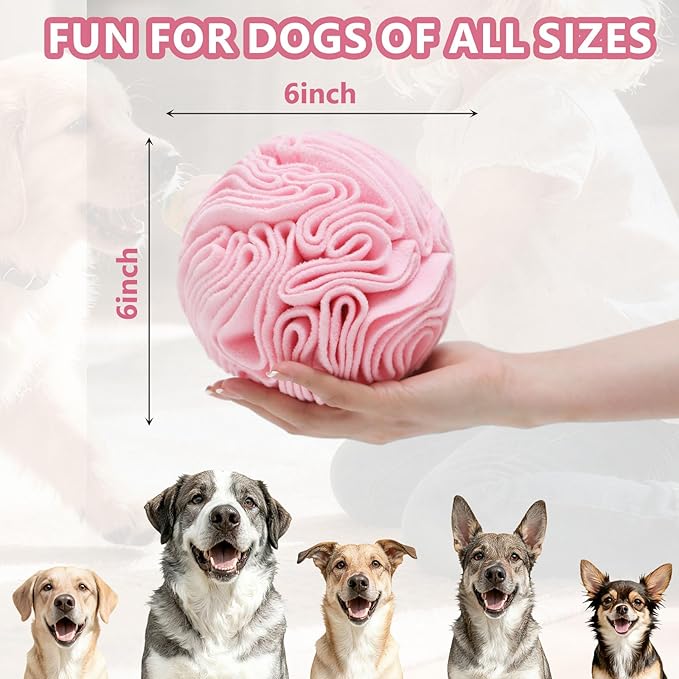 Snuffle Ball for Dogs, Slow Feeder Mental Enrichment Toy, Cute Interactive Puzzle Game for Anxiety Relief & Indoor Fun, Pet Search Game for Small Medium Dogs, Machine Washable