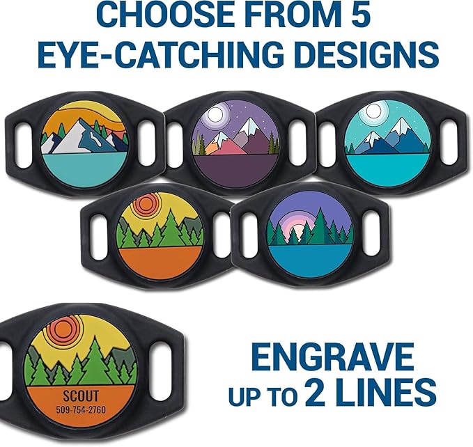 GoTags Designed for Airtag Engraved Dog Collar Holder, Personalized Airtag Case for Pet Collar, Up to 2 Lines of Custom Text, Slide On Tag for GPS Dog Tracker, Compatible with Apple iPhone, Small