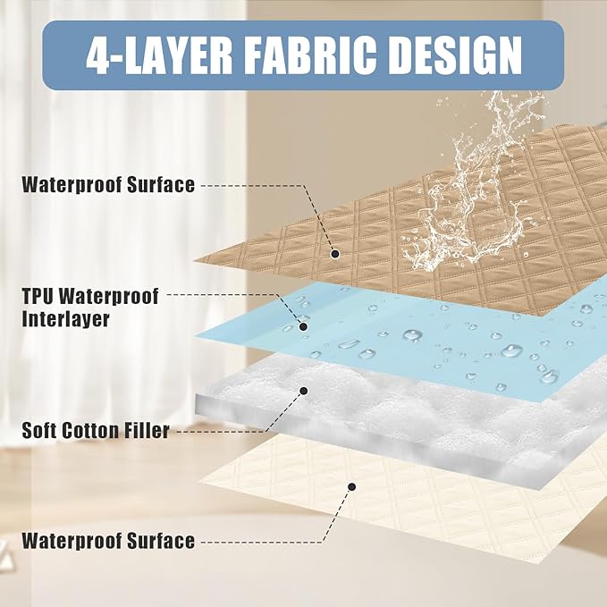 Smiry Waterproof Dog Bed Cover Pet Blanket, Soft Washable Dog Blanket for Furniture Bed Couch Sofa Reversible, Checkered (82"x102", Camel/Beige)