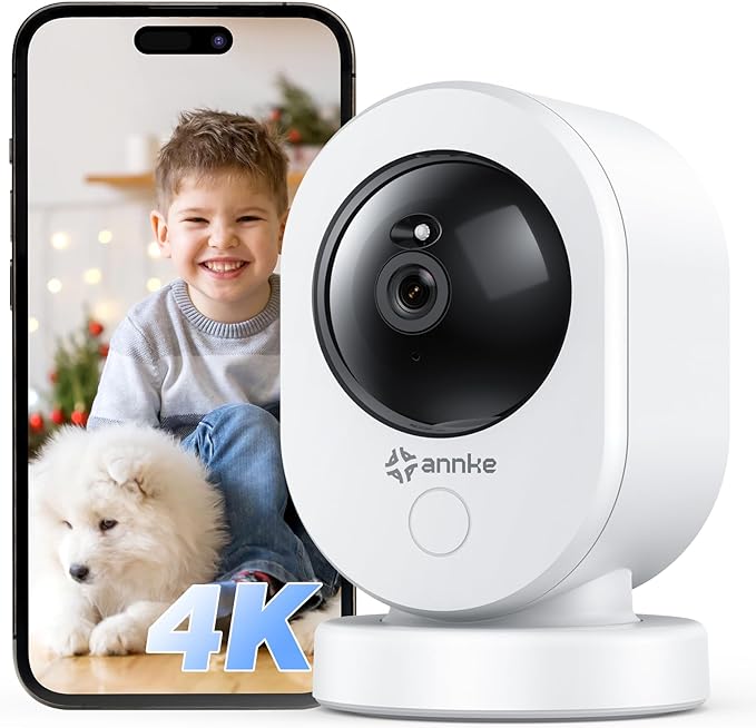 ANNKE 4K UHD Indoor Security Camera, Crater Reno 8MP Smart 2.4/5 GHz WiFi Camera with PTZ, Night Vision, 2-Way Audio, Smart Human Detection, Works with Alexa, Ideal for Baby/Pet Camera/Home Security