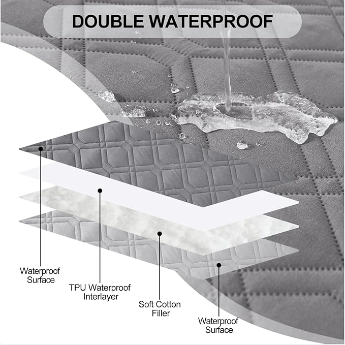 Smiry Waterproof Dog Blanket, 30x53 Inch Soft Pet Bed Cover Reversible, Washable Sofa Couch Furniture Protector for Small Medium Large Dog Puppy Cat, Geometric, Grey/Light Grey