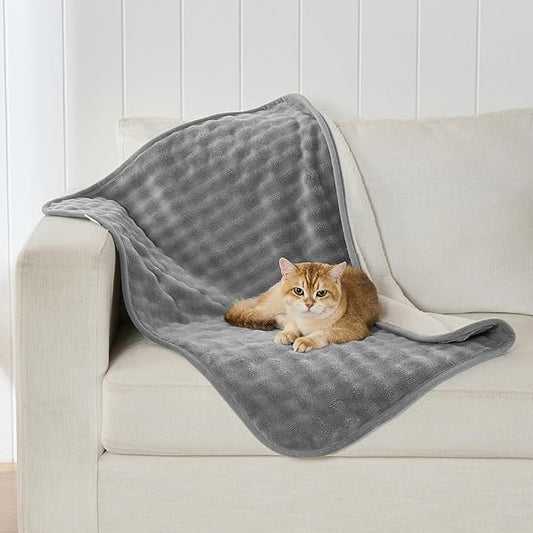 Waterproof Blanket for Bed Couch Sofa Car, Soft Leakproof Dog Blanket with 3D Bubble Pattern, Reversible Water Proof Pet Blankets for Dogs Cats Puppies (30"x40", Grey)