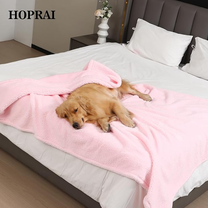 Dog Blanket, Waterproof Reversible Sherpa Fleece Throw Blanket, Furniture Cover for Bed, Couch, Sofa Protection from Liquid Pee and Pet Fur of Puppy, Cat (Pink S28*39inches)