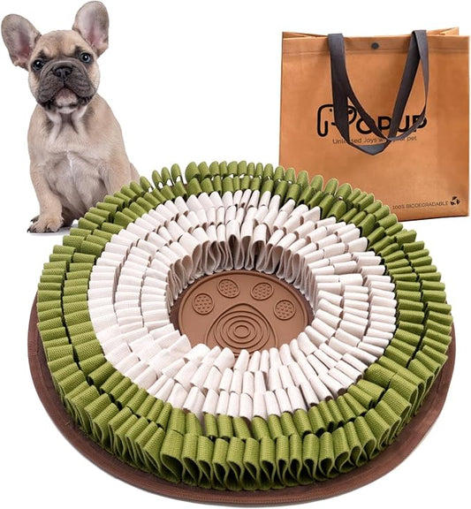 POPUPJOYS Snuffle Mat for Dogs | Interactive Feeder Mat to Keep Dogs Busy and Combat Boredom | Stimulating Dog Sniff Mat Encourages Natural Foraging Skills | Ideal for All Dog Sizes (White & Green)