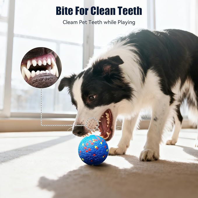 Durable Floating Dog Ball for Fetch & Chewing, 3.15" Plaque Cleaning Chew Toy for Aggressive Dogs & Puppies, High-Visibility Non-Toxic Water Toy with Textured Grip