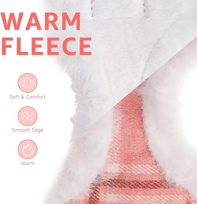 SCENEREAL Small Dog Harness Collar and Leash Set, Mesh Plush No Pull Puppy Vest Harness, Warm Fleece No Chock Step in Small Pet Halter for Outdoor Walking Training, Pink Plaid S