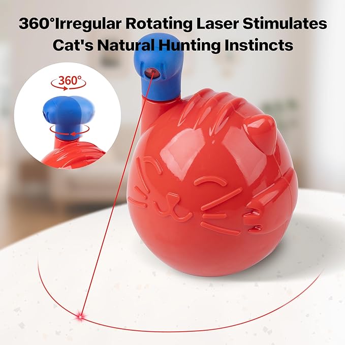 Pet Prime Cat Laser Toy 360° Random Rotation Cat Laser Pointer Toy Rechargeable Automatic Interactive Cat Toy for Bored Indoor Cats/Kittens Self Play