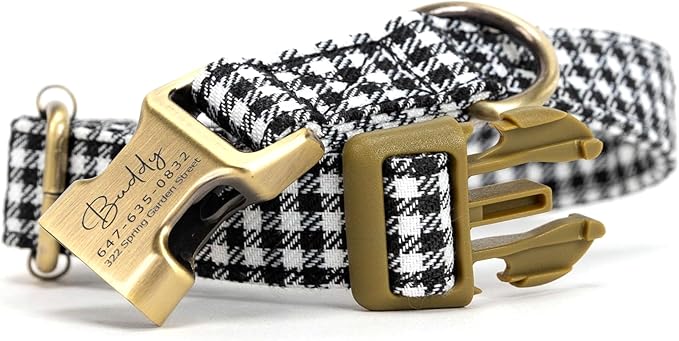 Personalized Dog Collar with Name and Phone Number Engraved,Adjustable Custom Puppy Collar,Organic Cotton Pet Collar for Small Medium Large Boy Girl Dogs