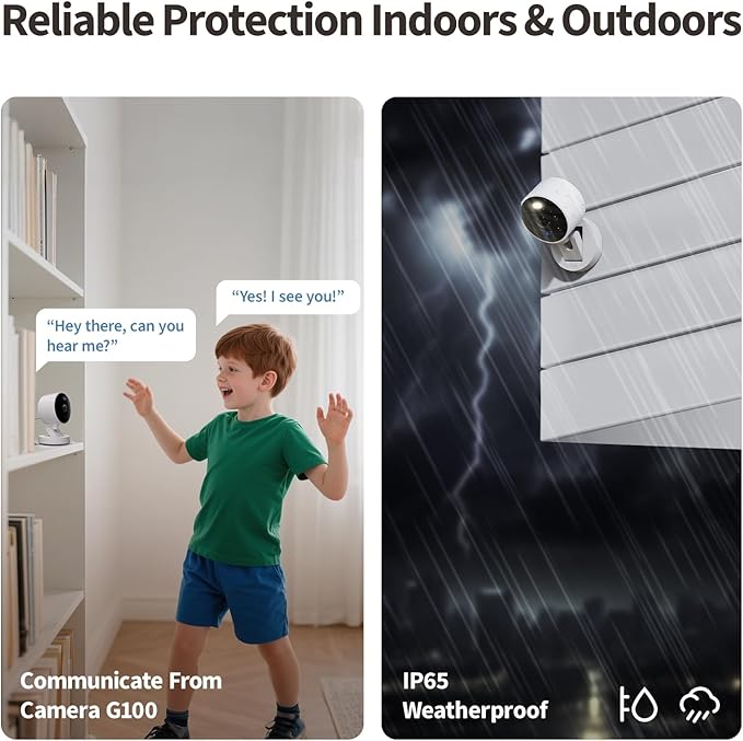 Aqara G100, 2K Indoor/Outdoor Security Camera, HomeKit Secure Video, 2-Way Audio, Spotlight Color/IR Night Vision, AI Detection, 140° FOV, Wi-Fi 6, Supports HomeKit, Alexa, Google and IFTTT, Black