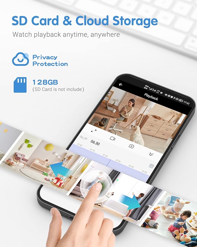 ANNKE 2K Pet Camera Indoor with Phone App, 360 Pan/Tilt WiFi Camera with Human Motion Detection, 2-Way Audio, Night Vision, Baby Camera Monitor for Home Security, 2.4Ghz WiFi,Cloud/SD Storage-MIPC App